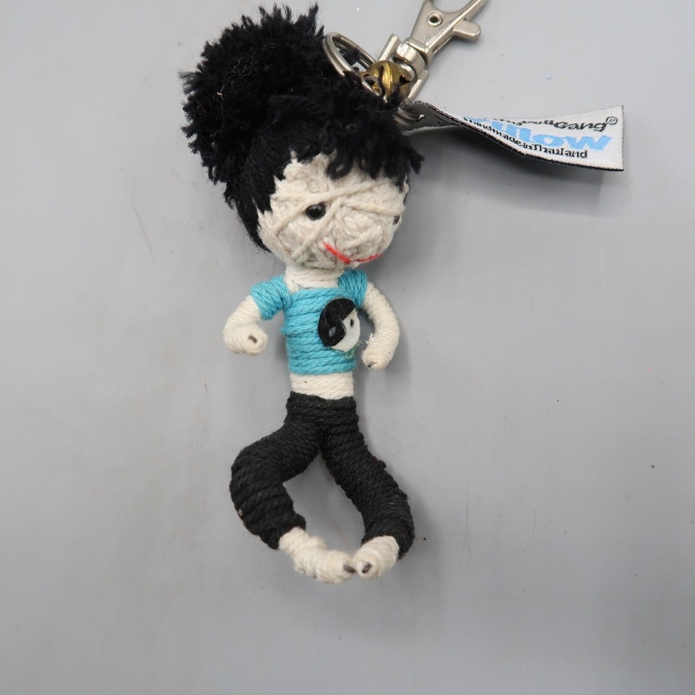 The String Doll Gang Willow Yoga Girl Keychain Black Hair find your Om